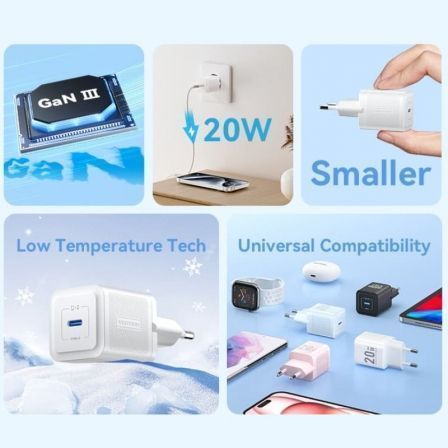 Vention FEPB0-EU Cargador de Pared GaN con 1 USB Tipo-C 20W